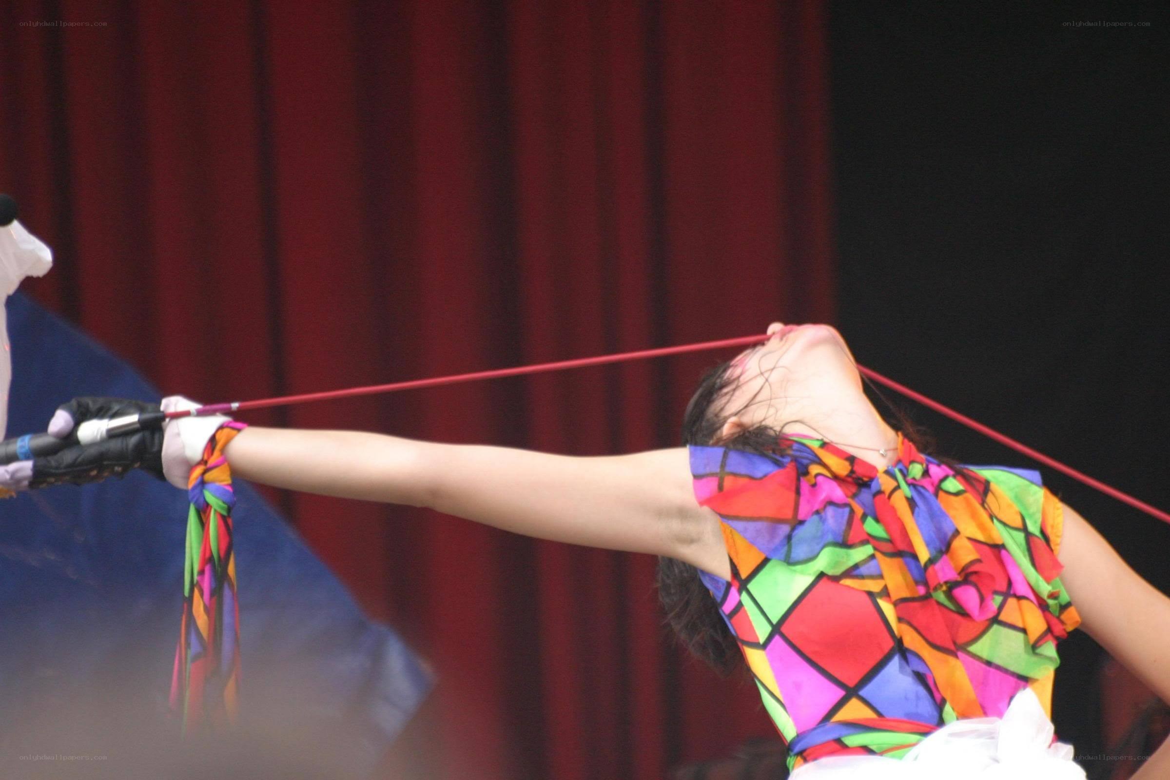 Acrobat performing with ribbon