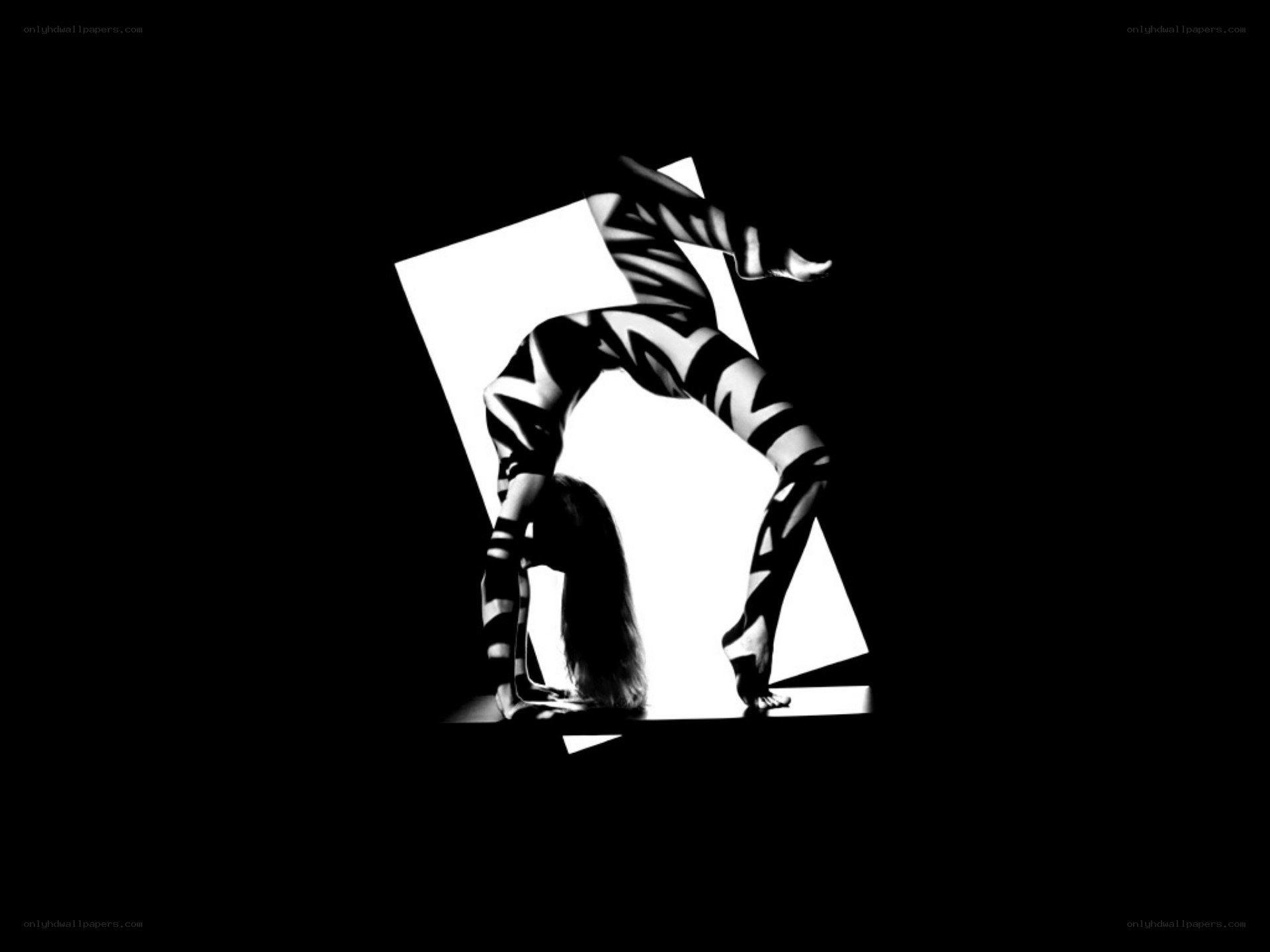 acrobatic dancer in stripes