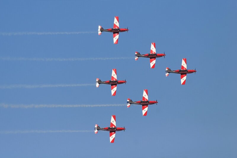 acrobatic planes in formation