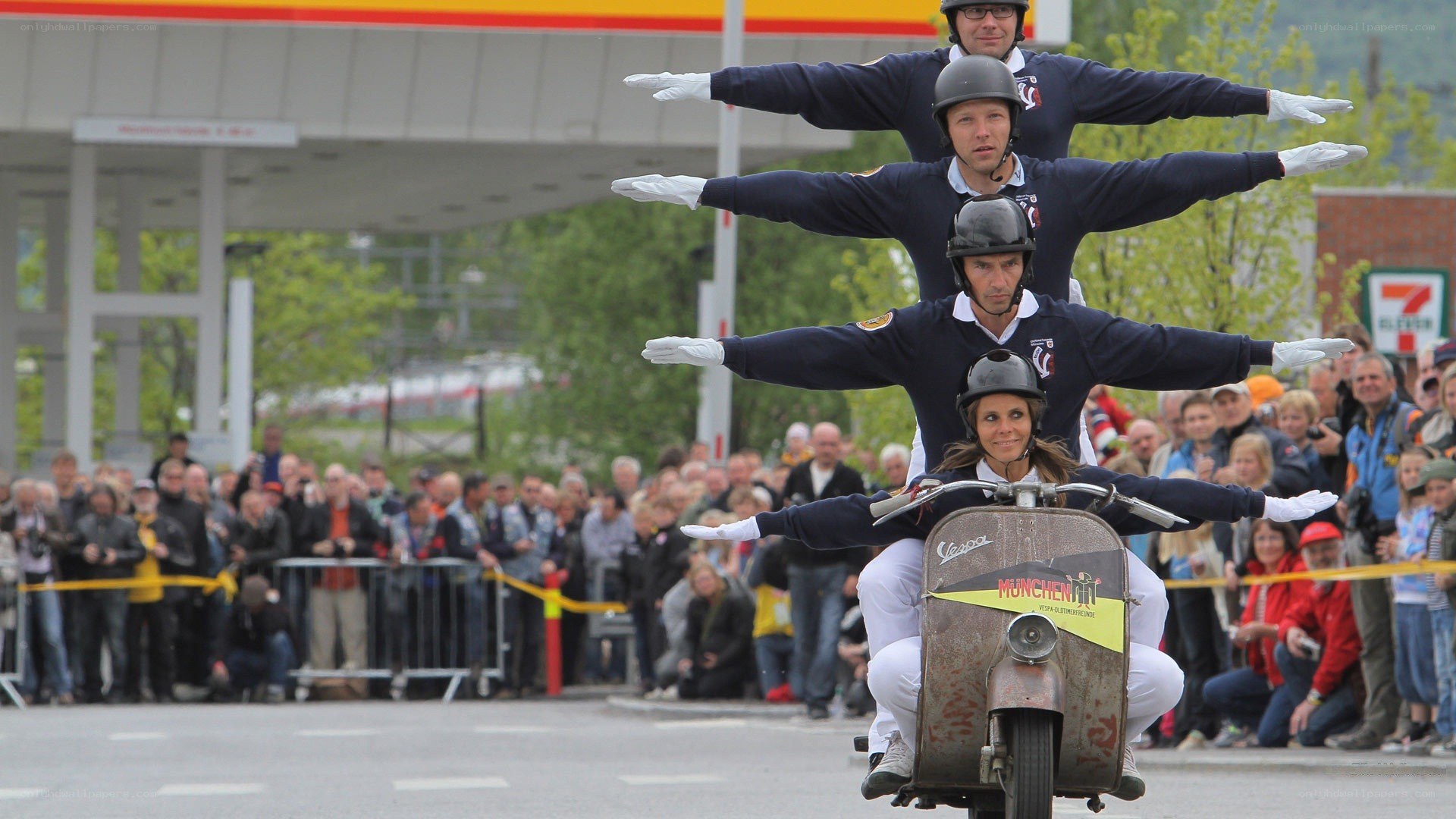 Acrobatic scooter stunt performance
