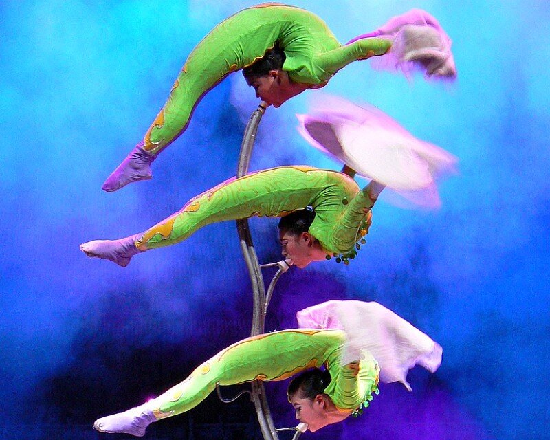 Acrobats on a pole