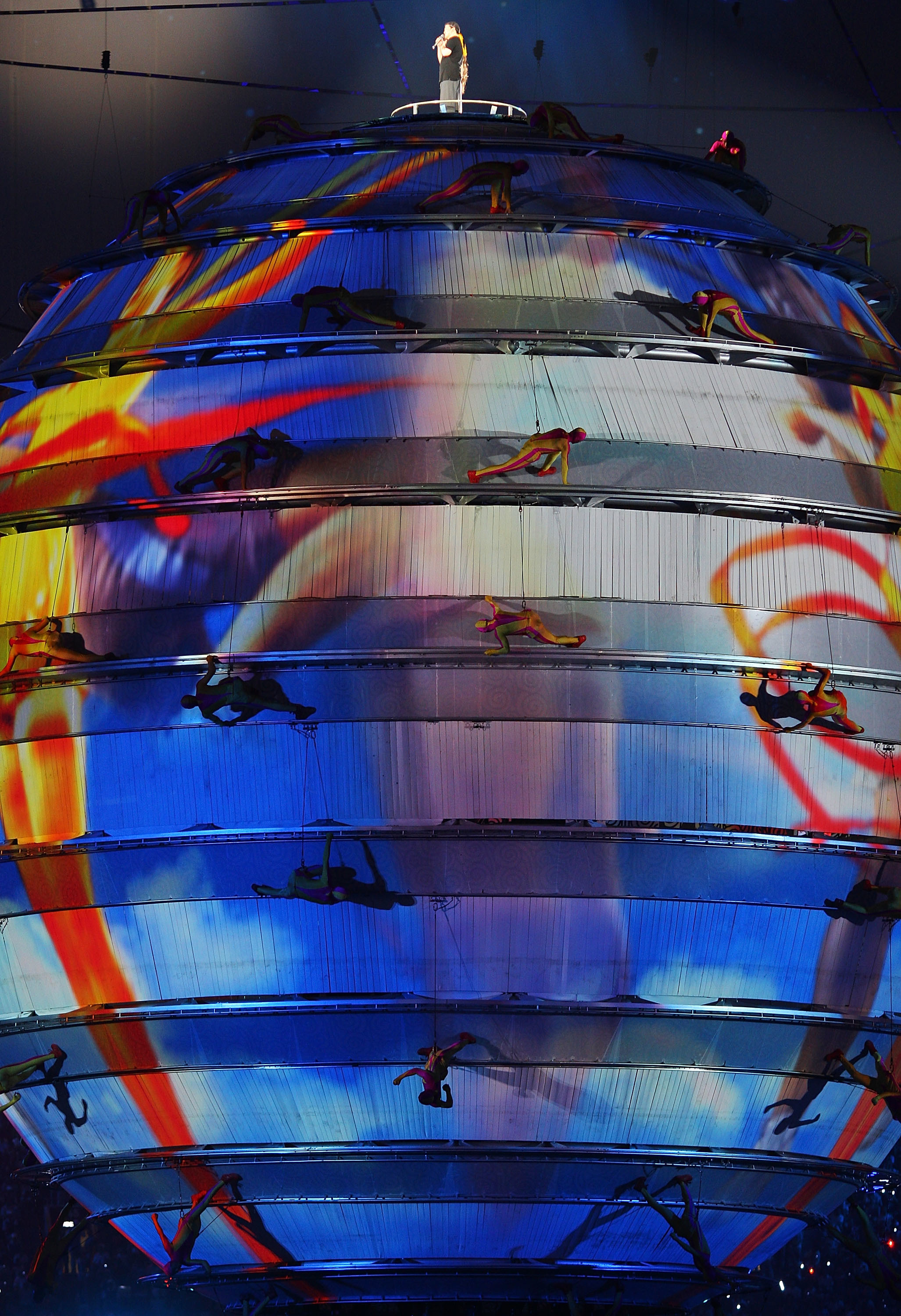 Acrobats on a rotating stage