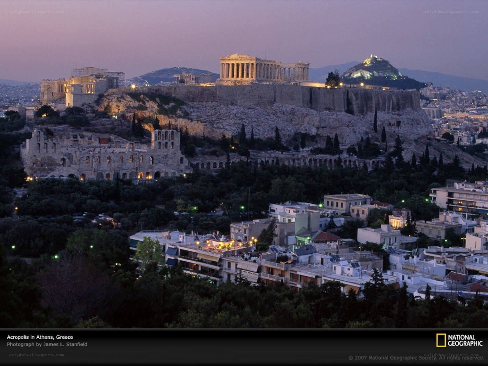 Acropolis at dusk in Athens