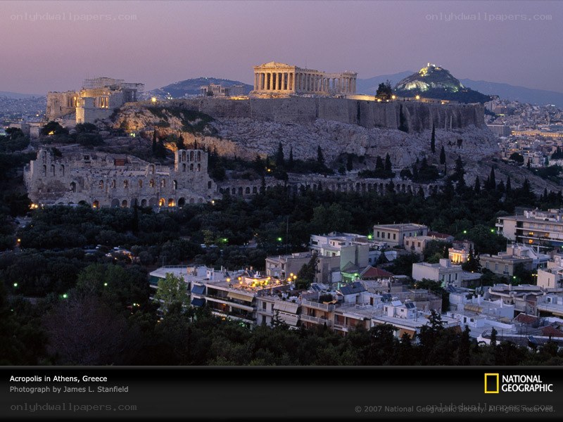 Acropolis in Athens at dusk