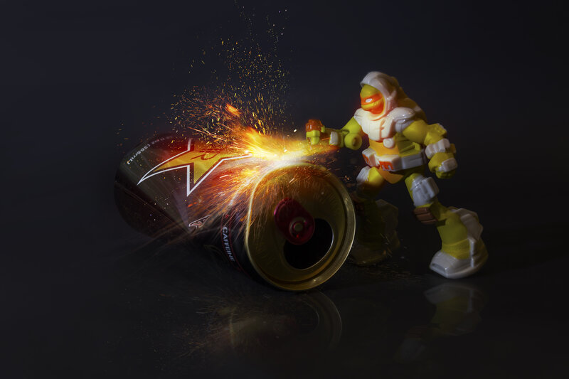 Action Figure Hitting Can