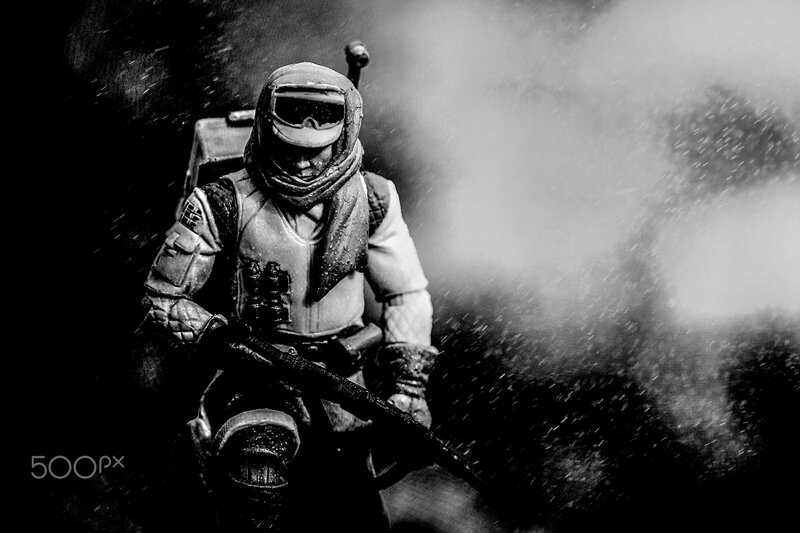 Action Figure in Rain