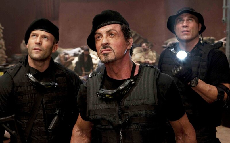 action movie scene with three men