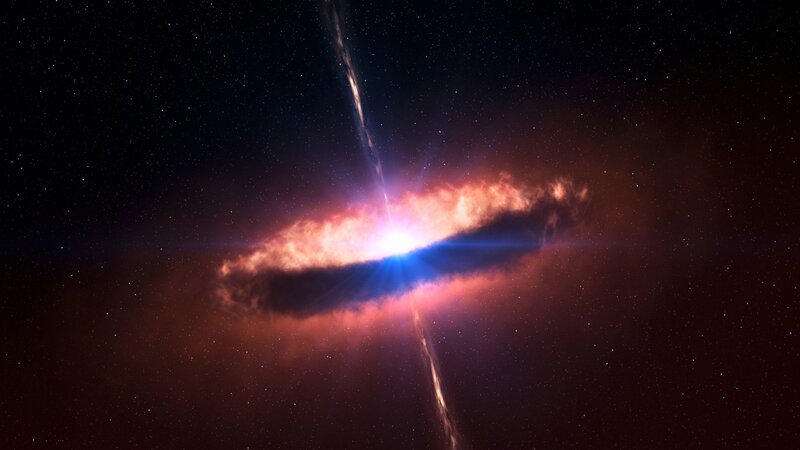 Active Galactic Nucleus — Black, Dramatic, Digital Art, Stars