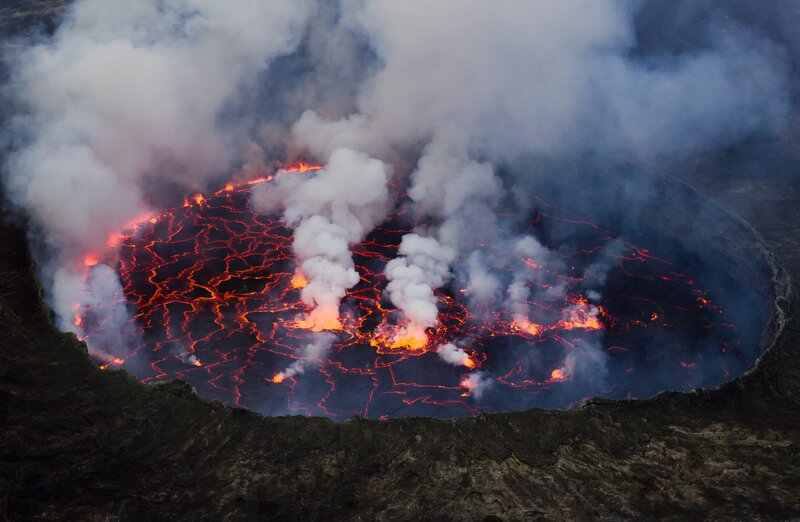 Active Volcano Crater — Red