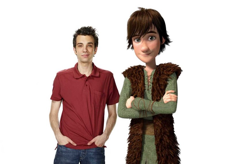 Actor and animated character side by side