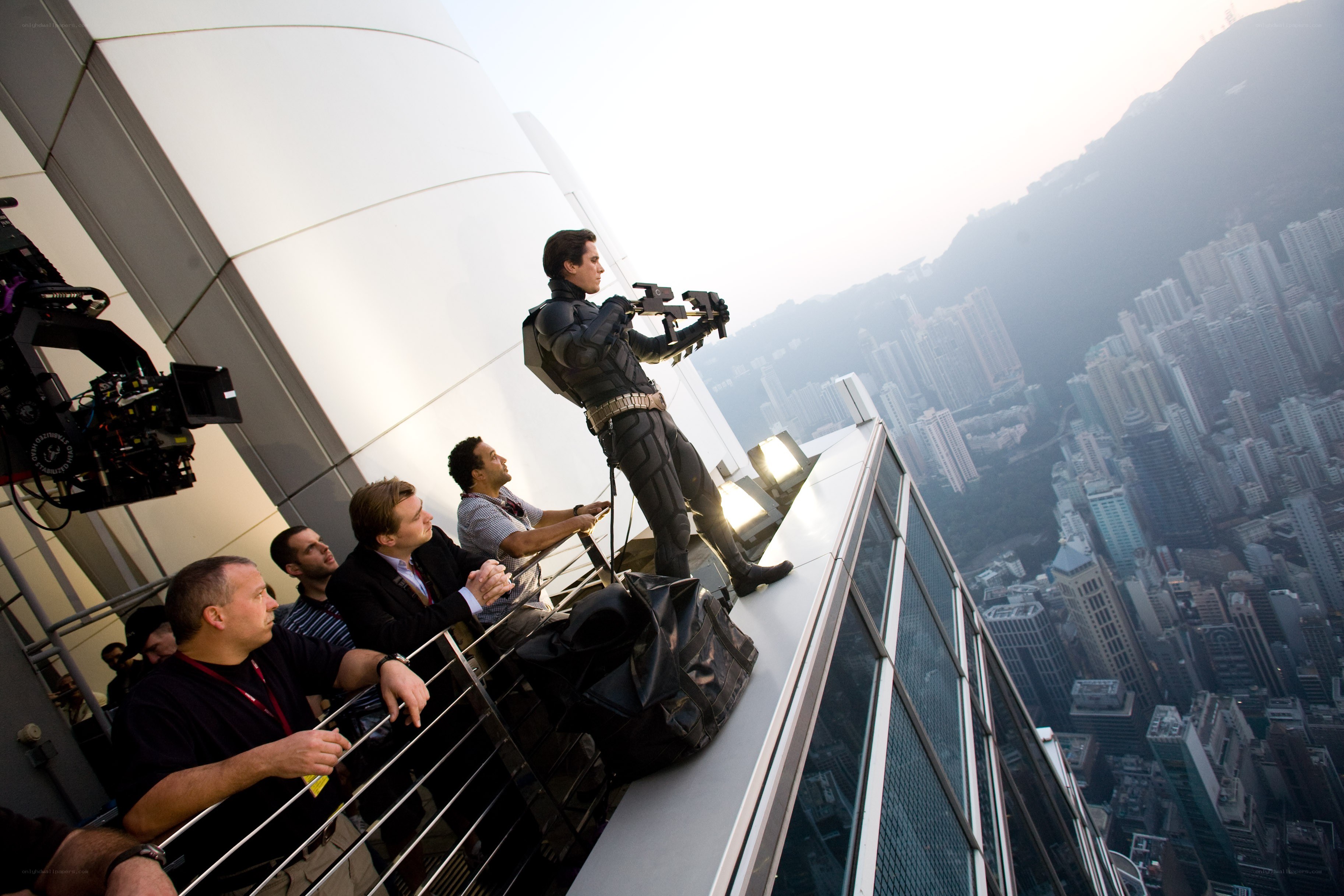 Actor on skyscraper edge