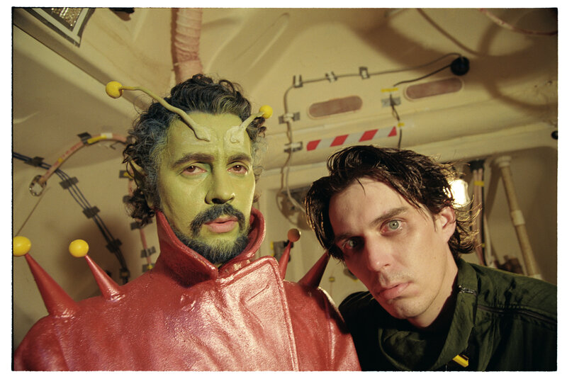 Actor with alien makeup on set
