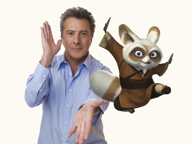 Actor with animated raccoon character
