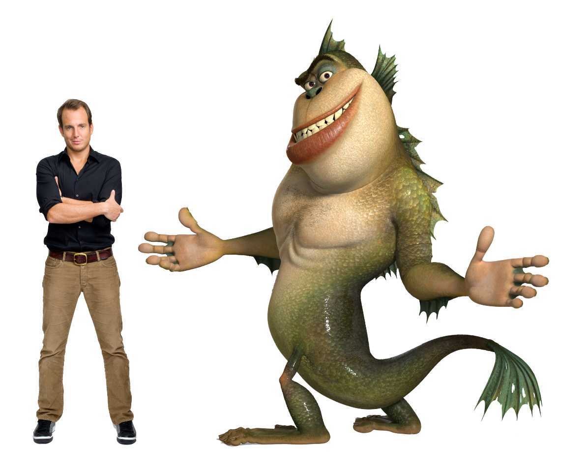 Actor with animated sea monster