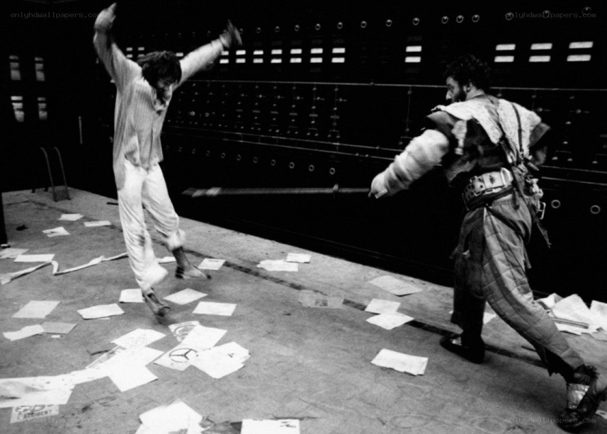 Actors in a dramatic scene