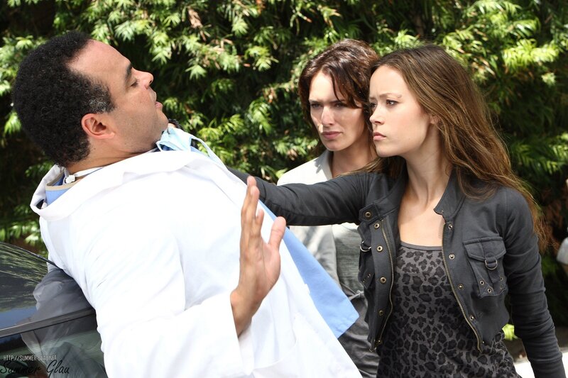 Actors in a tense scene