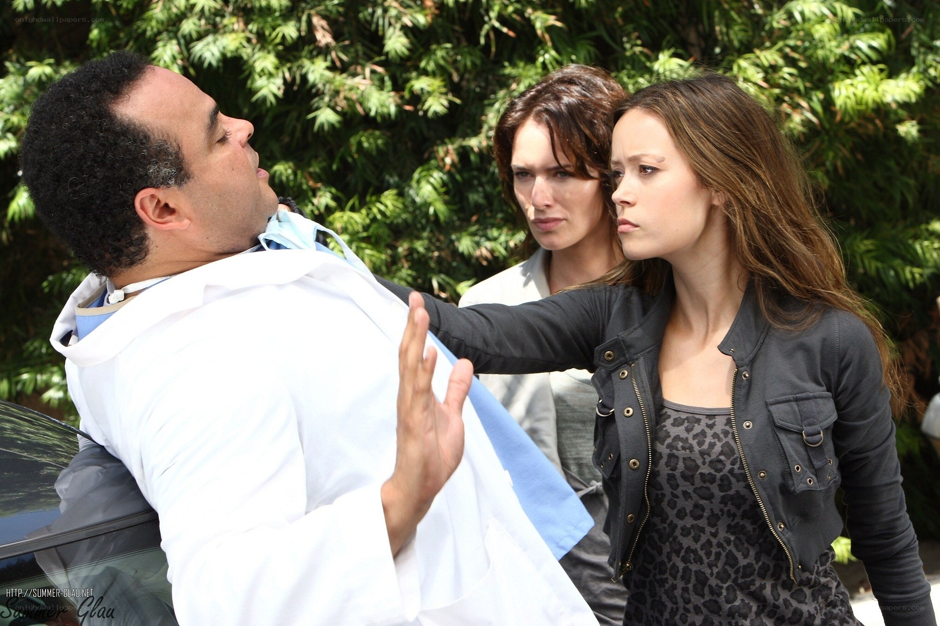 Actors in a tense scene