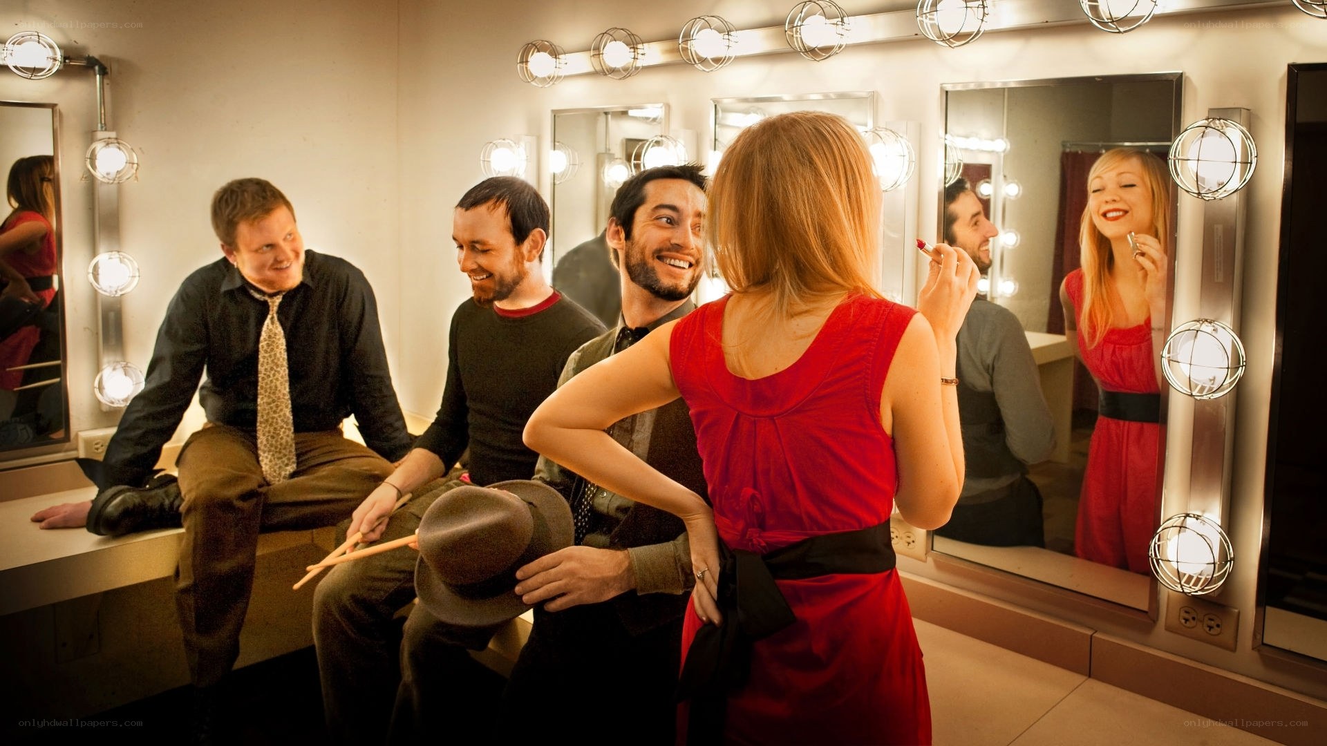 Actors in dressing room