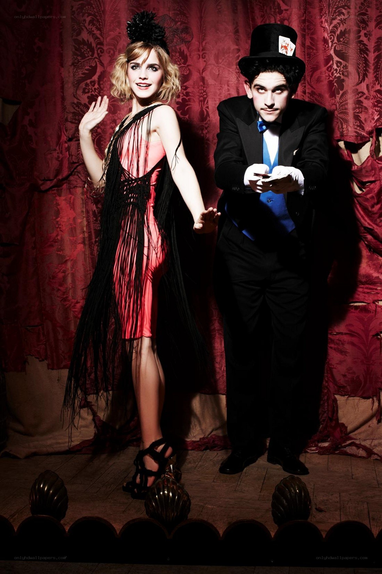 Actors in theatrical costumes