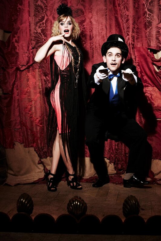 Actors in vintage costumes on stage