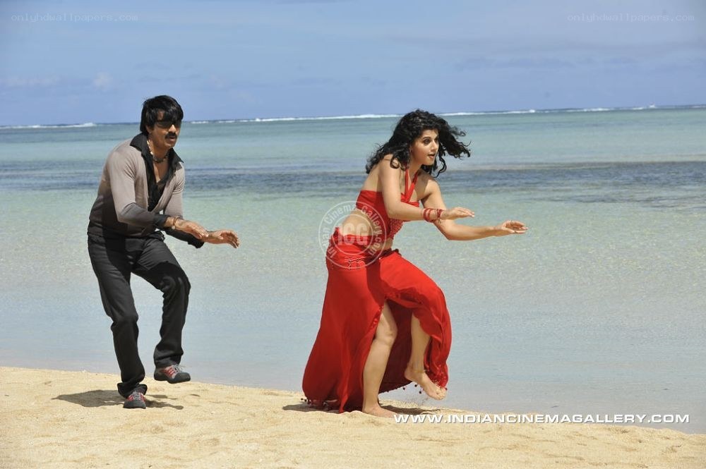 Actors on a beach scene