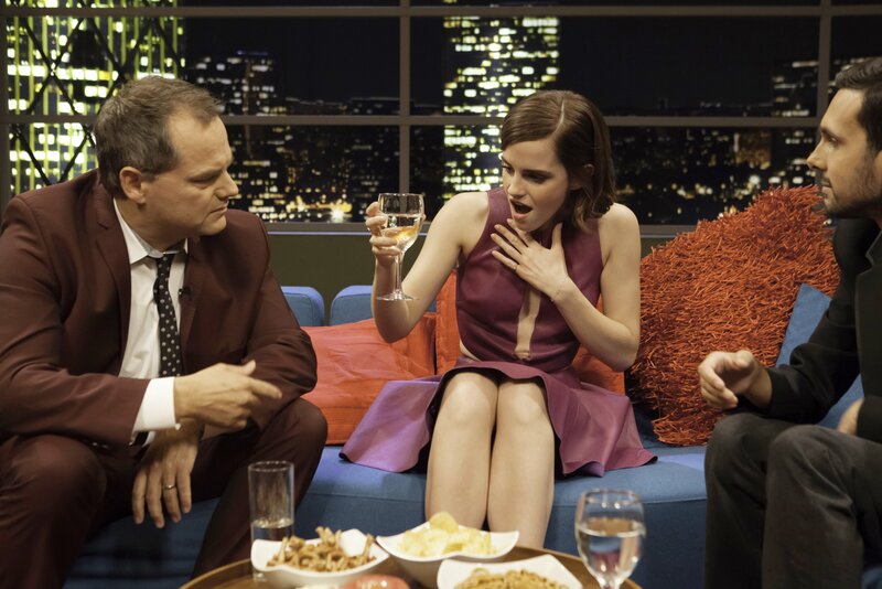 Actors on talk show set