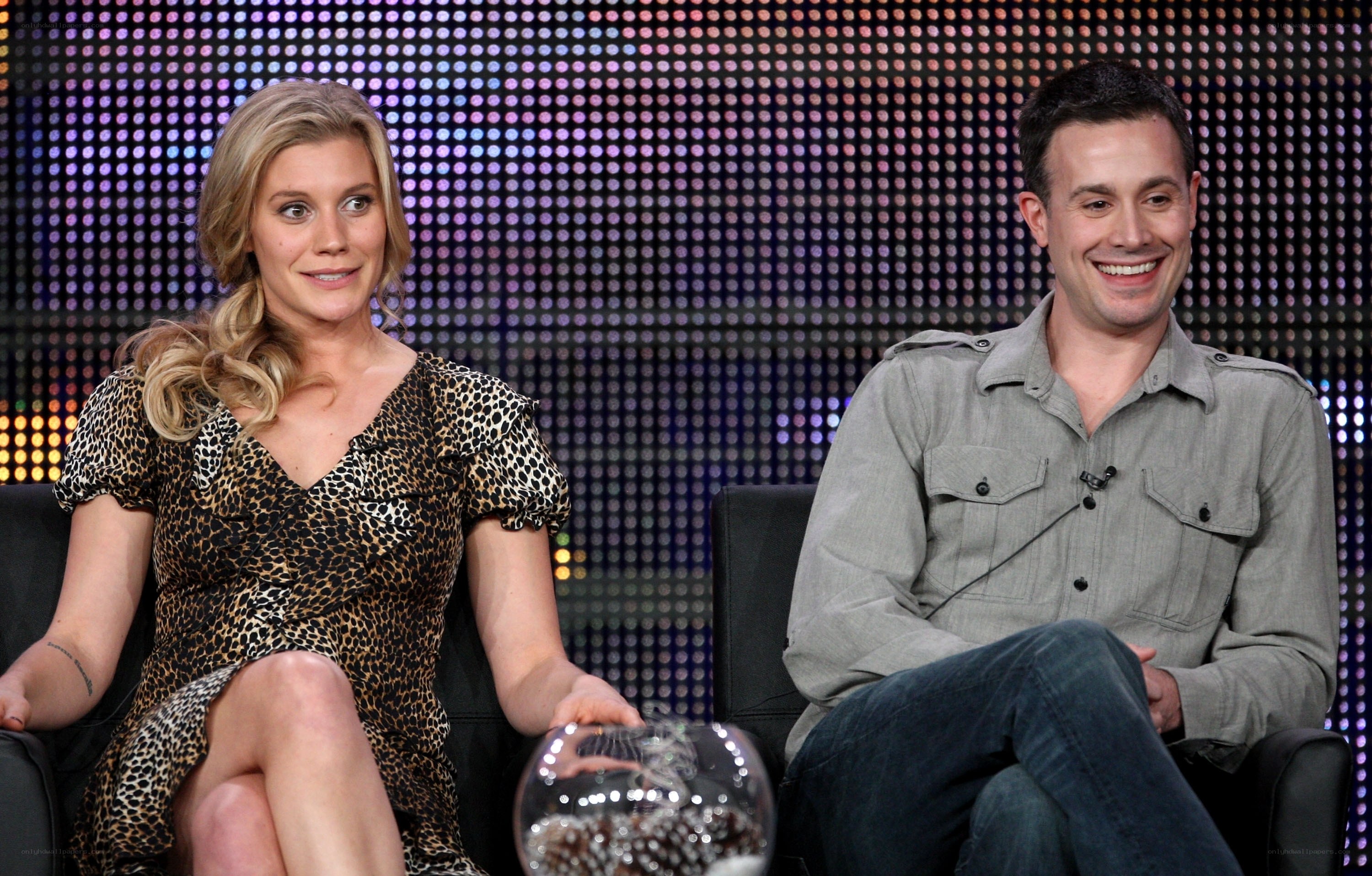 Actors on talk show set