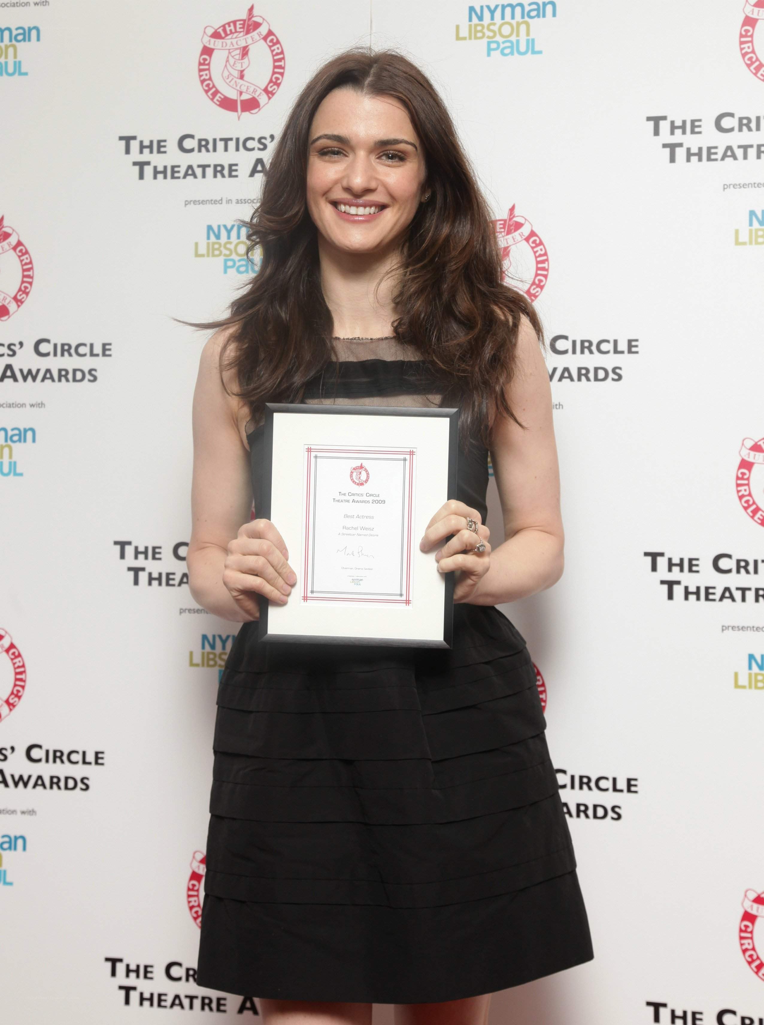 actress holding award