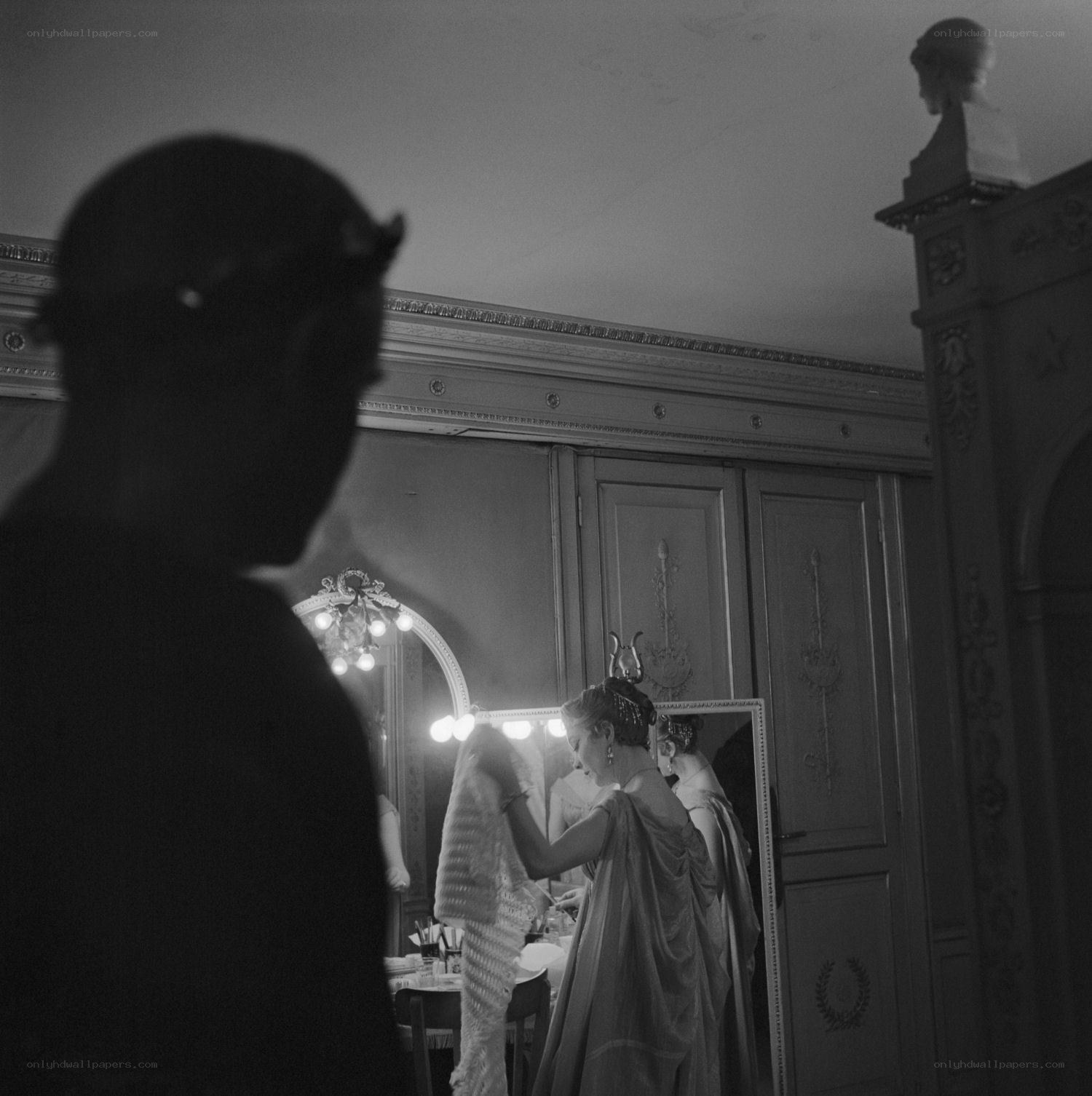 Actress in costume backstage