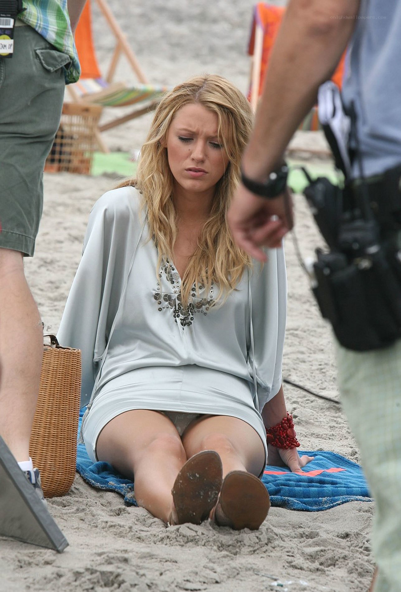 Actress on beach set