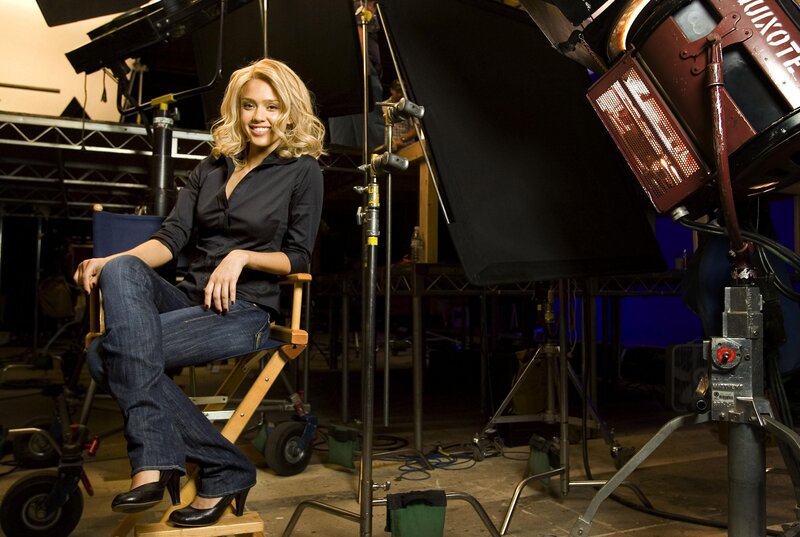 Actress on film set