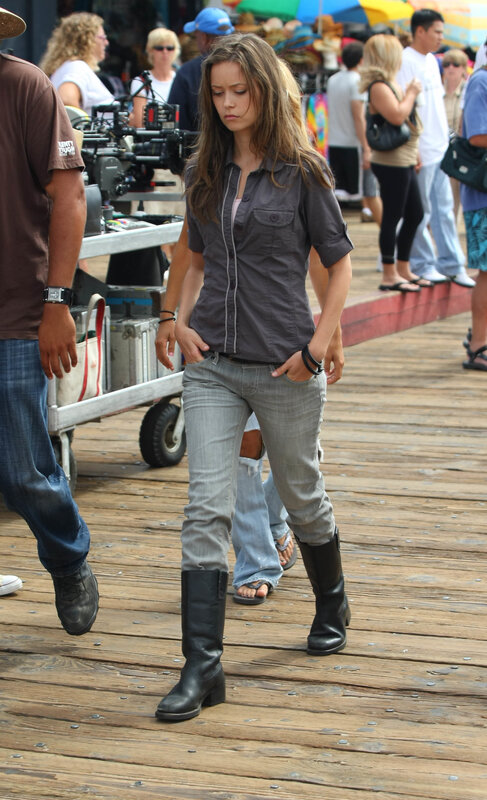 Actress on film set