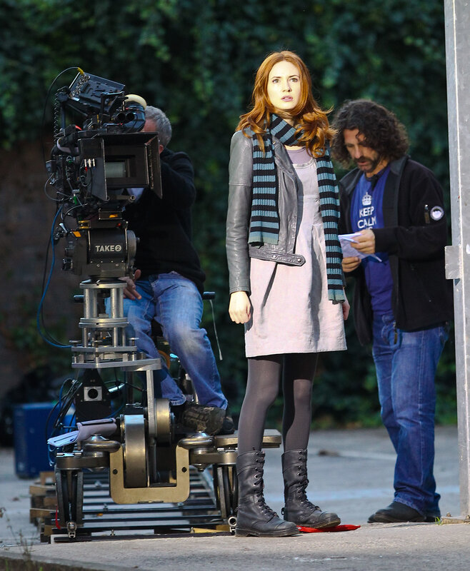 Actress on film set