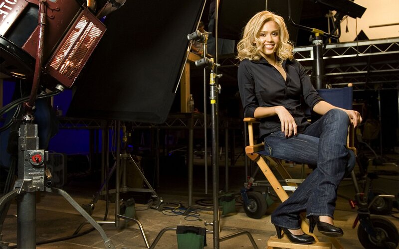Actress on film set