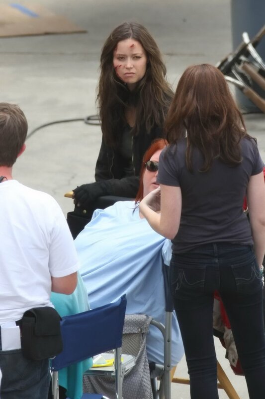 Actress on film set with makeup
