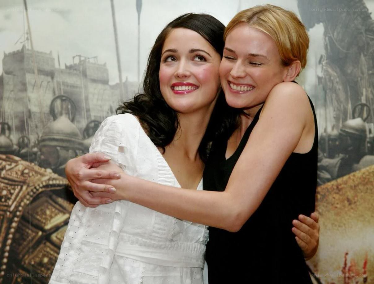 Actresses hugging at event