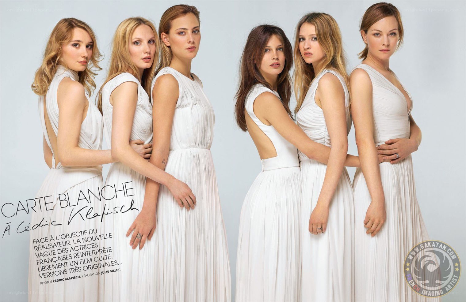 Actresses in white gowns
