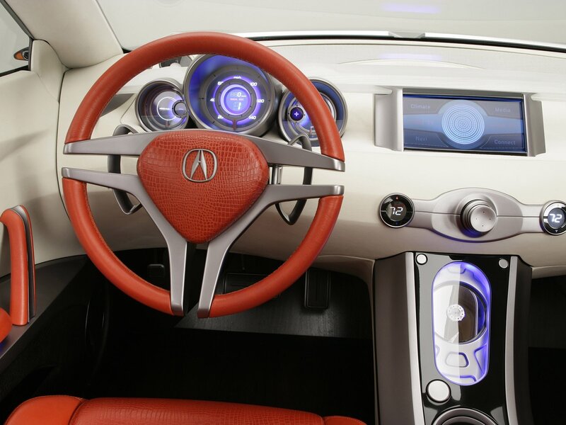 Acura Concept Car Interior — Red, Modern, Photograph, Steering Wheel