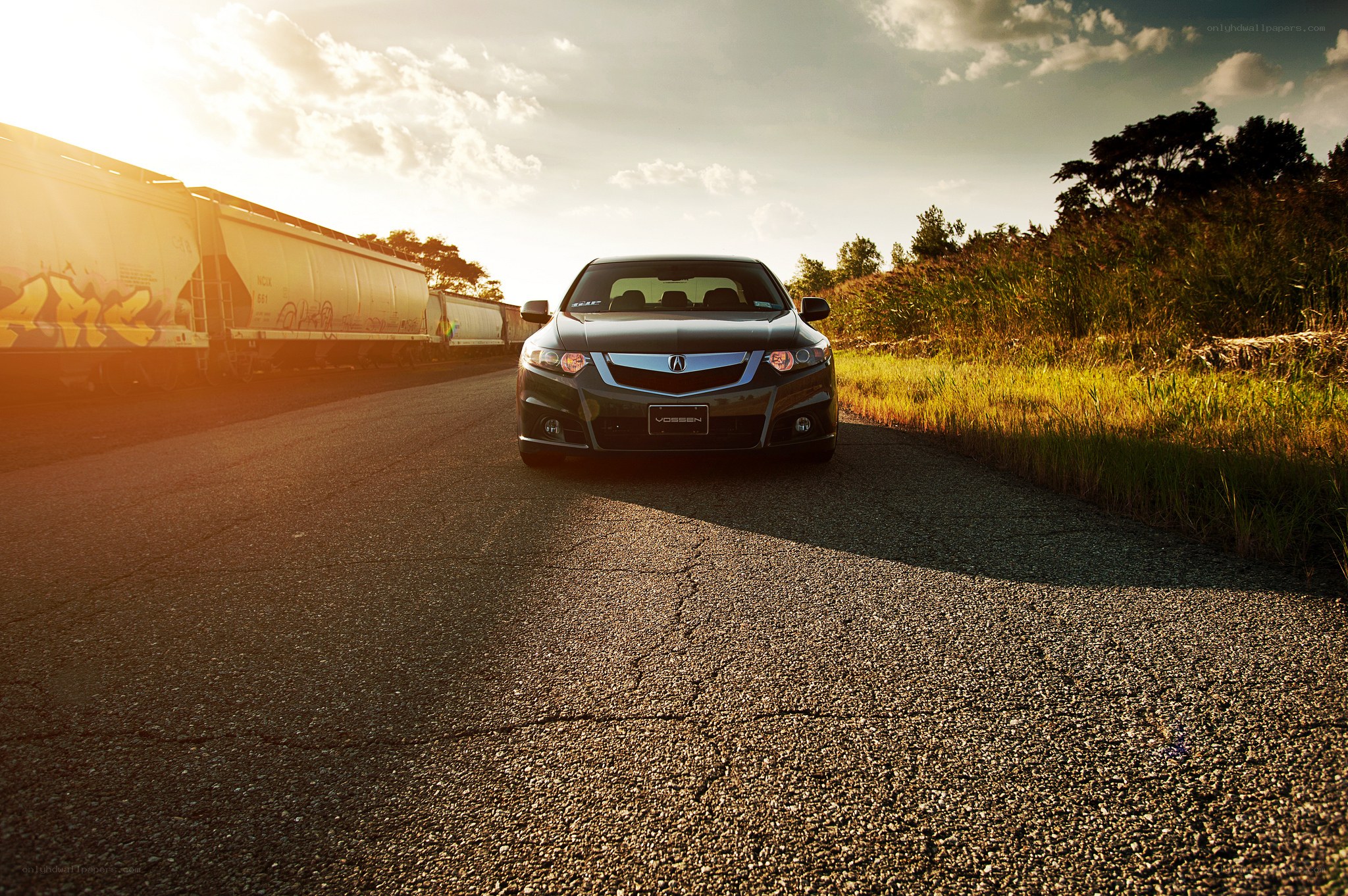 Acura on a rural road