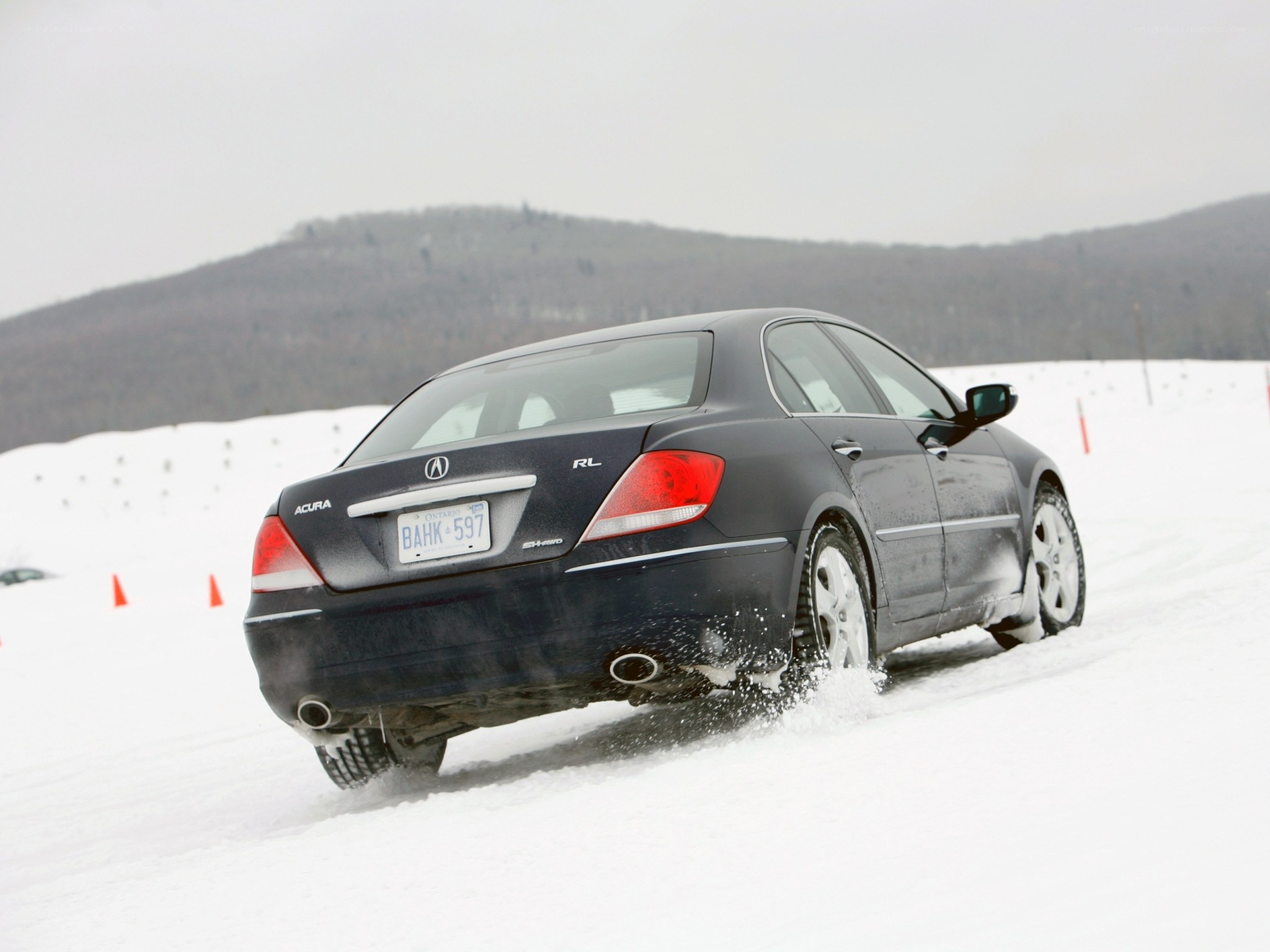 Acura RL on snowy track