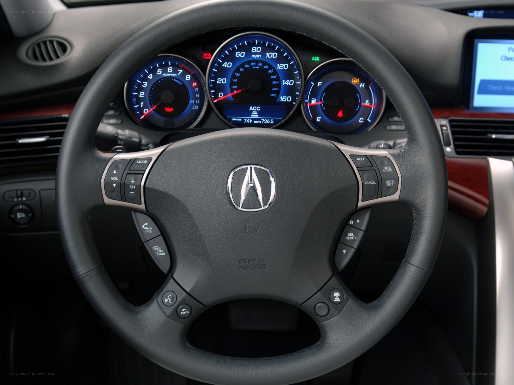 Acura steering wheel and dashboard