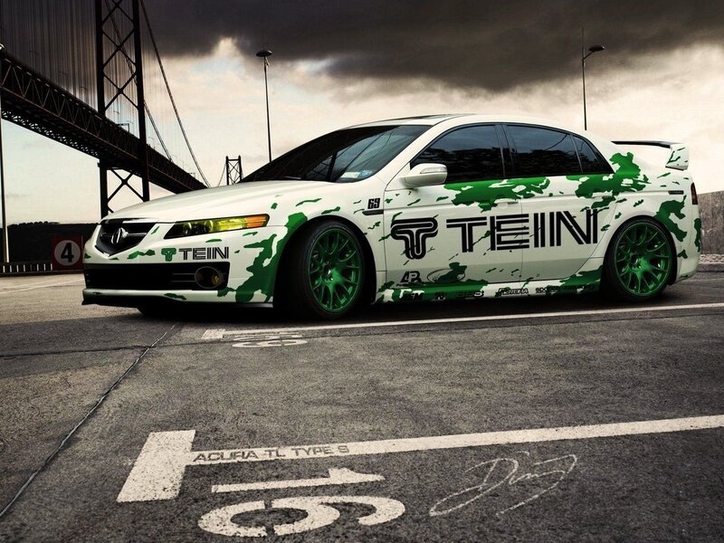 Acura TL with green camouflage wrap