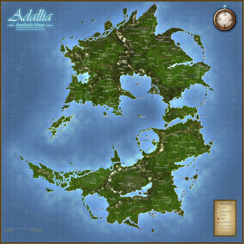 Adallia fantasy world map