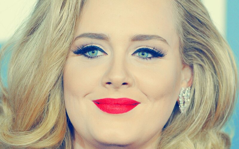 Adele with red lipstick