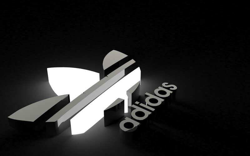 Adidas Logo — Black, Dramatic, 3d Render
