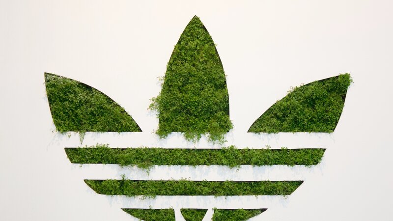 Adidas logo made of moss
