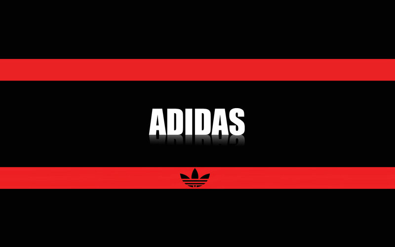 Adidas logo on black and red
