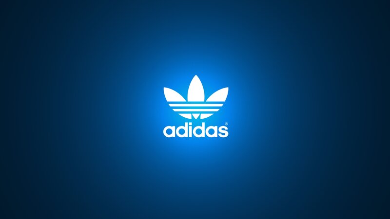 Adidas Logo on Blue — Minimalist, Vector Art, White