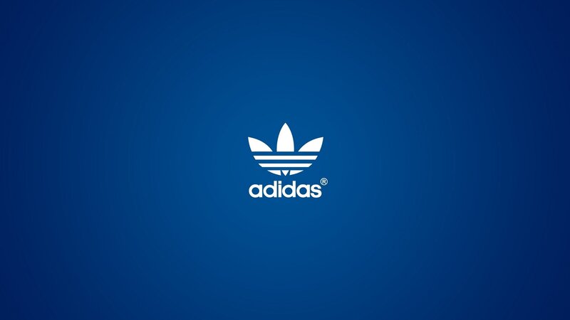 Adidas Logo on Blue — White