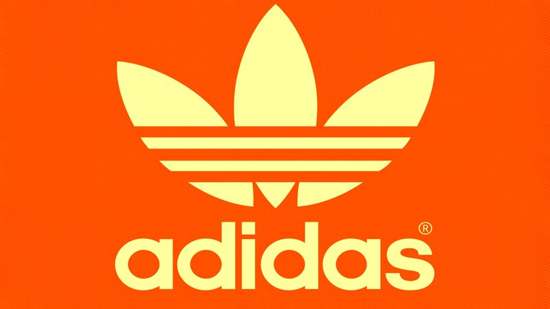Adidas logo on orange background